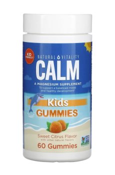 Магний для детей Natural Vitality CALM Kids Gummies со вкусом сладкого цитруса, 60 жевательных конфет