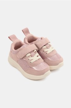 Кросівки з блискучим оздобленням на липучці - пильно-рожевий