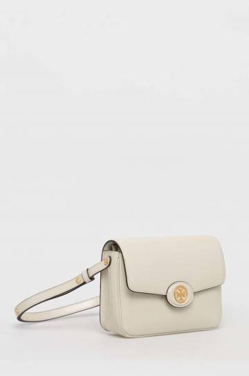 Кожаная сумочка Tory Burch цвет бежевый Кожаная сумочка Tory Burch цвет бежевый