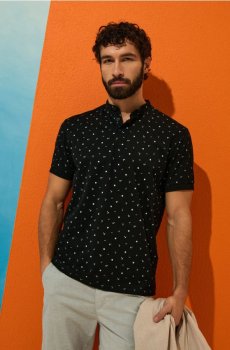 Бавовняна сорочка поло - чорний