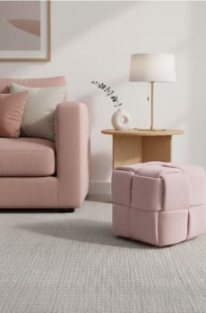 Пуф куб з декоративними швами - пастельний рожевий