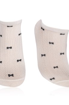 Носки женские AmiGA спорт, рубчик, молочные с бантами, размер 23-25