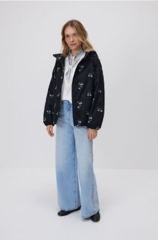 Reserved - Куртка в квіти - чорний - 529IA-99X