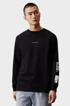 Мужской черный лонгслив MULTI GRAPHIC LS TEE Черный XXL Calvin Klein Jeans J30J325693