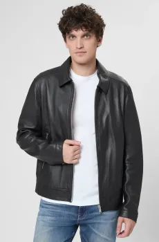 Мужская черная кожаная куртка Черный 48 BOSS 50543214;001
