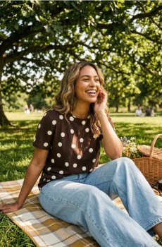 Бавовняна футболка - коричневий