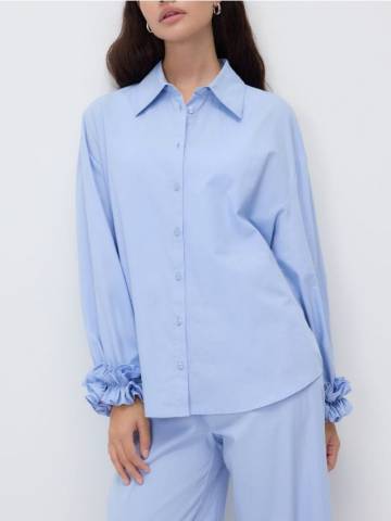Reserved - Сорочка з ефектними оборками - блідо-блакитний - 763HF-05X