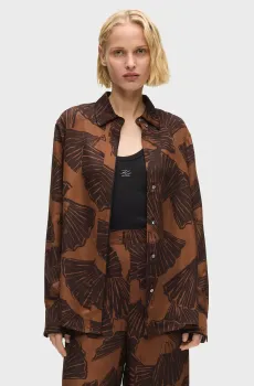 Женская коричневая рубашка с узором FLUID Коричневый 40 Karl Lagerfeld B1W11009