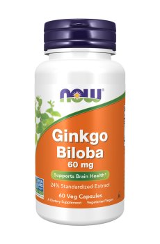 Гинкго Билоба NOW Foods Ginkgo Biloba 60 мг, 60 капсул