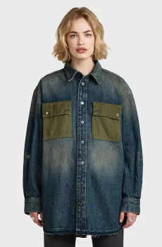 Женская темно-синяя джинсовая рубашка Hybrid Синий L G-Star RAW D28392,E358