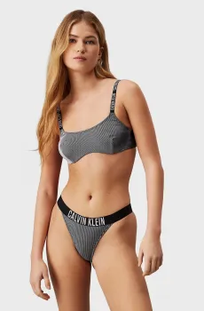 Женские трусики от купальника в полоску BRAZILIAN Черный XL Calvin Klein KW0KW02611