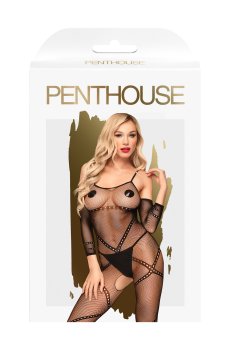 Бодистокинг Penthouse Under Arrest с рукавами, черный, размер S-L