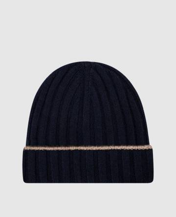Синяя шапка из кашемира с окантованием