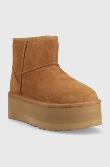 Зимние сапоги UGG Classic Mini Platform цвет коричневый Зимние сапоги UGG Classic Mini Platform цвет коричневый