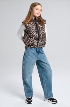 Джинси barrel wide leg з ефектом прання - синій