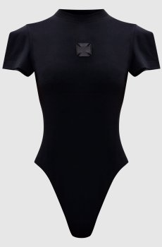 Черное боди с брендовой нашивкой