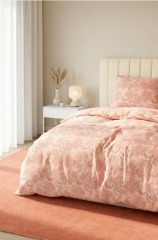 Комплект постільної білизни з квітковим мотивом - кораловий