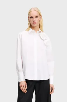 Женская белая рубашка FLOWER POPLIN BLOUSE Белый 40 Karl Lagerfeld A2W11011