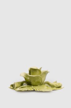 Зеленый керамический подсвечник в виде розы