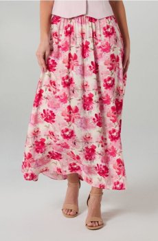 Квіткова спідниця міді з віскозою - різнобарвний