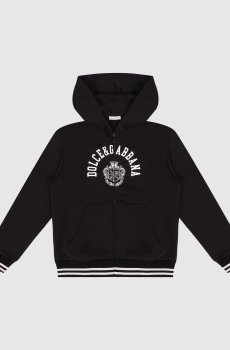 Детская черная спортивная куртка с логотипом