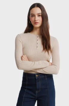 Женский бежевый лонгслив Бежевый L SPRINGFIELD 6766050