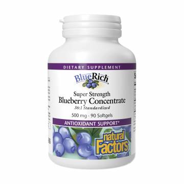 Концентрат черники Natural Factors BlueRich Super Strength Blueberry Concentrate 500 мг, 90 гелевых капсул Концентрат черники Natural Factors BlueRich Super Strength Blueberry Concentrate 500 мг, 90 гелевых капсул