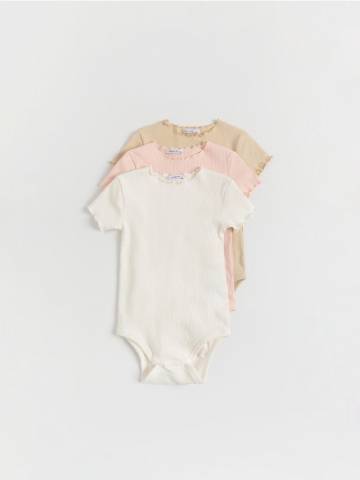 Reserved - Боді в рубчик, 3 шт. - кремовий - 4458S-01X Reserved - Боді в рубчик, 3 шт. - кремовий - 4458S-01X