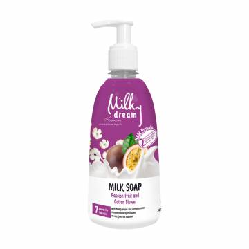 Жидкое крем-мыло Milky Dream Маракуйя и цветы хлопка, с молочным протеином и экстрактом хлопка, 500 мл Жидкое крем-мыло Milky Dream Маракуйя и цветы хлопка, с молочным протеином и экстрактом хлопка, 500 мл