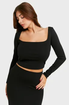 Женский черный лонгслив Черный M Tally Weijl STSCOLILON