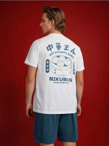 Бавовняна піжама з принтом на спині - різнобарвний