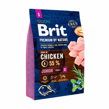 Сухой корм для молодых собак малых пород Brit Premium By Nature Junior S с курицей, 3 кг Сухой корм для молодых собак малых пород Brit Premium By Nature Junior S с курицей, 3 кг