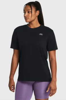 Женская черная футболка UA HW Embroid Patch BFOS SS Черный S Under Armour 1383045-001