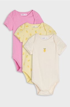 Набір із 3 бавовняних боді з мотивом лимонів - кремовий