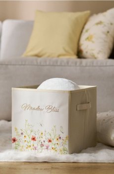 Кошик для зберігання з квітковим мотивом - нюдовий