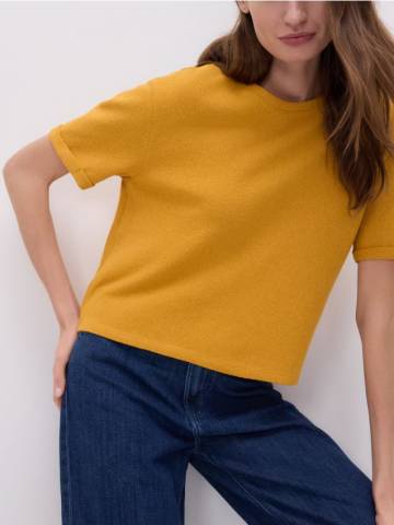 Reserved - Трикотажна бавовняна футболка - жовтий - 351GU-11X