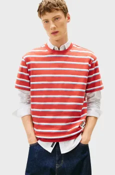 Мужская оранжевая футболка в полоску RLX LABEL Оранжевый S Tommy Jeans DM0DM22325