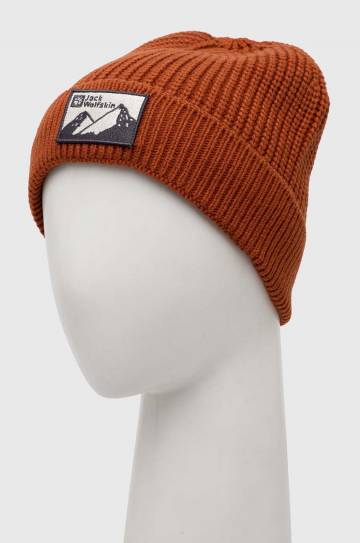 Шапка Jack Wolfskin цвет красный из толстого трикотажа Шапка Jack Wolfskin цвет красный из толстого трикотажа