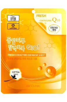 Тканевая маска для лица 3W Clinic Fresh Coenzyme Q10 Mask Sheet с коэнзимом, 1 шт