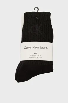 Женские черные носки (2 пары) GLOSSY RIB Черный 39-42 Calvin Klein 701229467