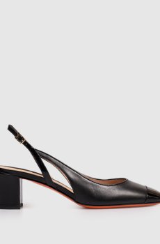 Черные кожаные слингбеки с фигурными вырезами
