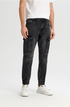 Джинсові штани карго-джогери - чорний