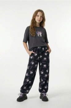 Флісові штани з регульованими манжетами Kuromi - чорний