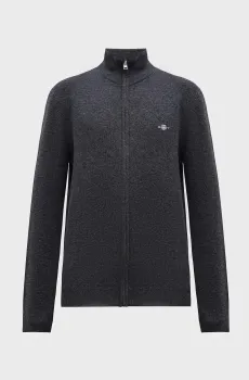 Мужской серый шерстяной кардиган EXTRAFINE LAMBSWOOL ZIP Серый XL Gant 8050275