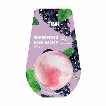Бомбочка-гейзер для ванны Tink Superfood For Body Black Currant Bath Bomb Черная смородина, 200 г Бомбочка-гейзер для ванны Tink Superfood For Body Black Currant Bath Bomb Черная смородина, 200 г