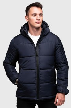 Мужской пуховик темно-синий утепленный RA-2089-blue
