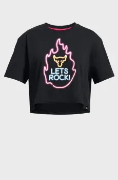 Детская черная футболка Pjt Rck Girls Campus Crop T Черный 7 Under Armour 1384074-001