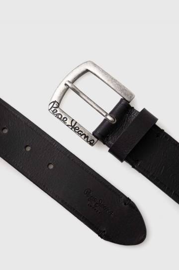 Кожаный ремень Pepe Jeans MOSS BELT мужской цвет чёрный PM021026 Кожаный ремень Pepe Jeans MOSS BELT мужской цвет чёрный PM021026