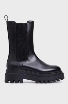 Женские черные кожаные челси FLATFORM CHELSEA BOOT MG LTH Черный 39 Calvin Klein YW0YW01542