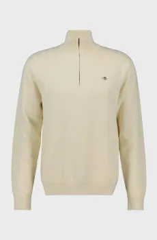 Мужская белая кофта TEXTURED COTTON HALF ZIP Белый S Gant 8030256